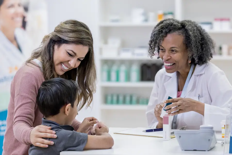 Woman talking to a pharmacist